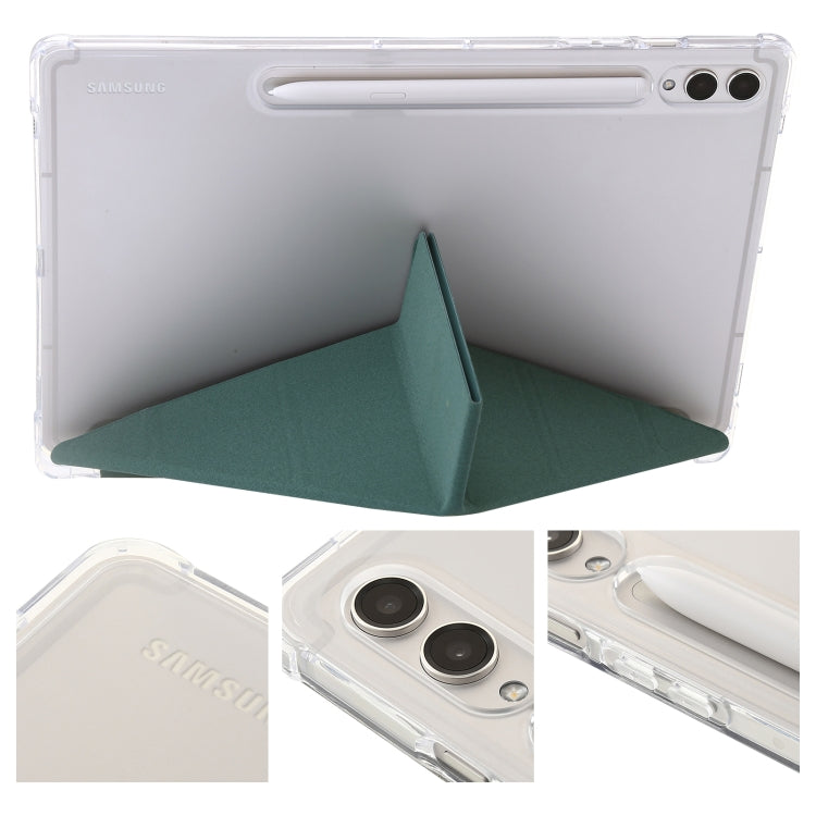 Clear acrylic deformation leather tablet case for Samsung Galaxy Tab S9+, showcasing its sleek design and durable materials.