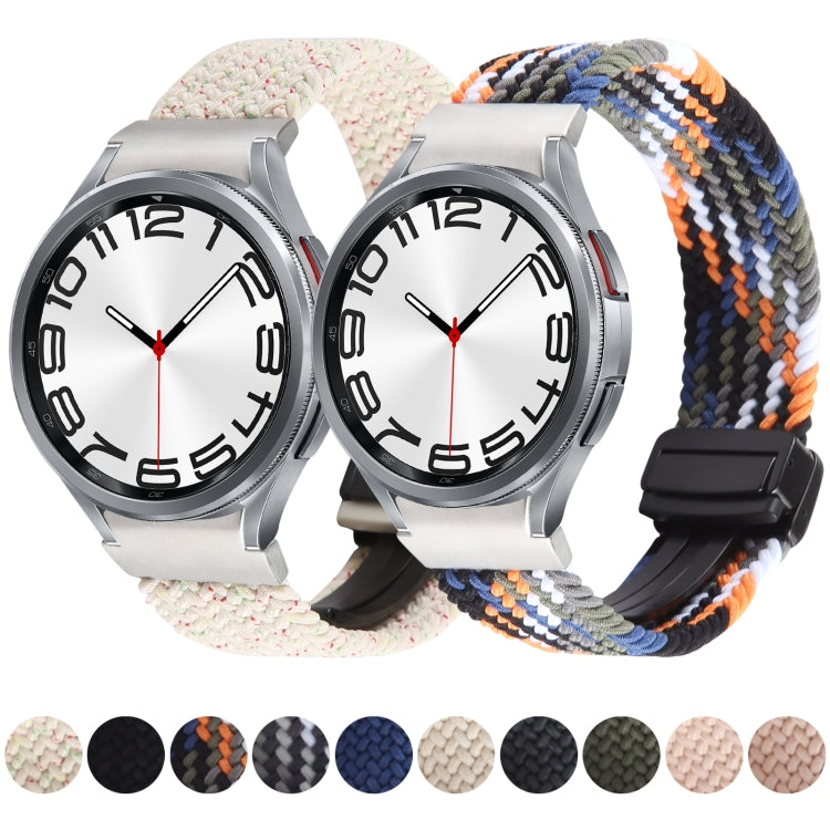 Magnetic Fold Buckle Nylon Woven Strap for Samsung Galaxy Watch 6, 5, and 4, showcasing its stylish design and comfortable fit.