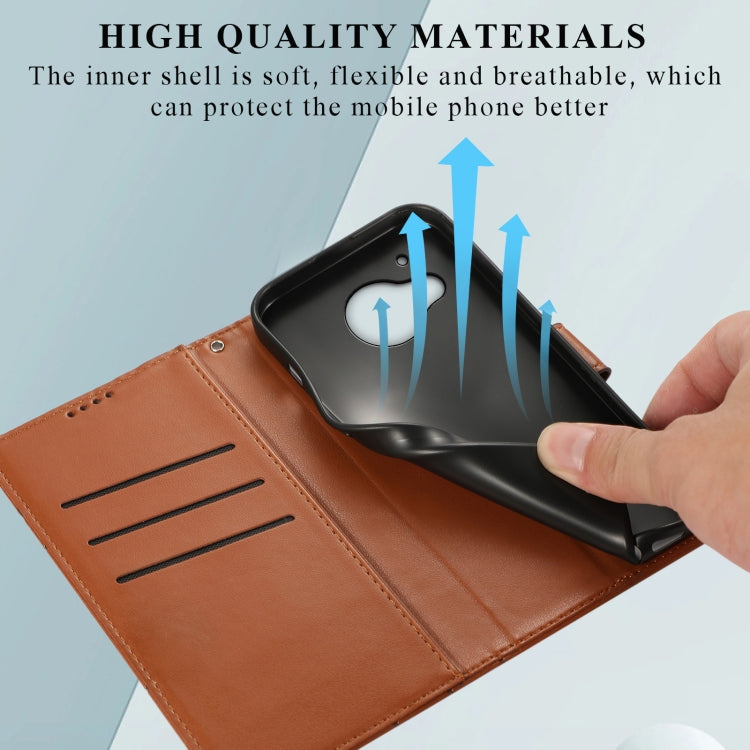 For Sharp Aquos R7 PU Genuine Leather Texture Embossed Line Phone Case showcasing its stylish design and functional features.