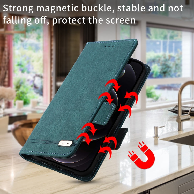 Green magnetic clasp leather phone case for Sony Xperia 1 II, showcasing its sleek design and functional features.