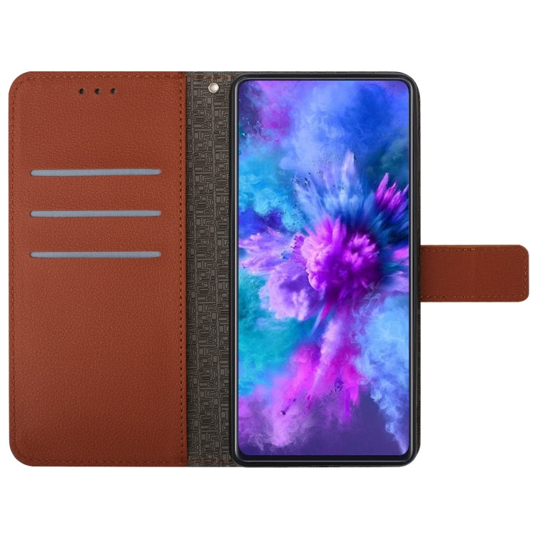 Brown leather phone case for Sony Xperia 1 V with rhombic grid texture, showcasing its stylish design and functional features.