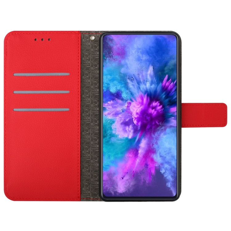 Red rhombic grid texture leather phone case for Sony Xperia 10 V, showcasing its stylish design and protective features.