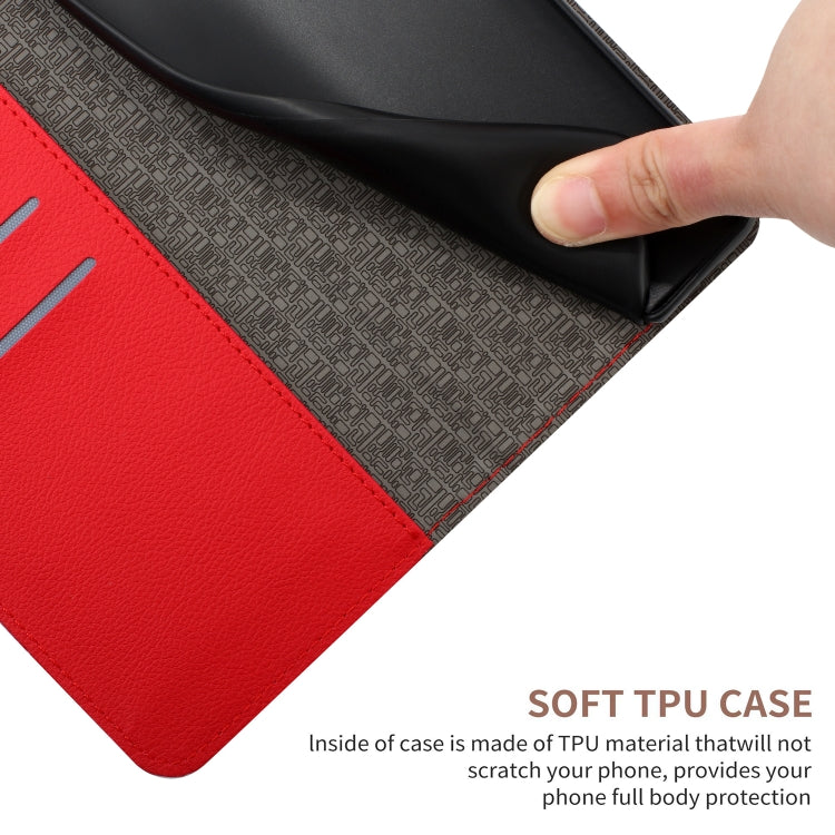 Red rhombic grid texture leather phone case for Sony Xperia 10 V, showcasing its stylish design and protective features.