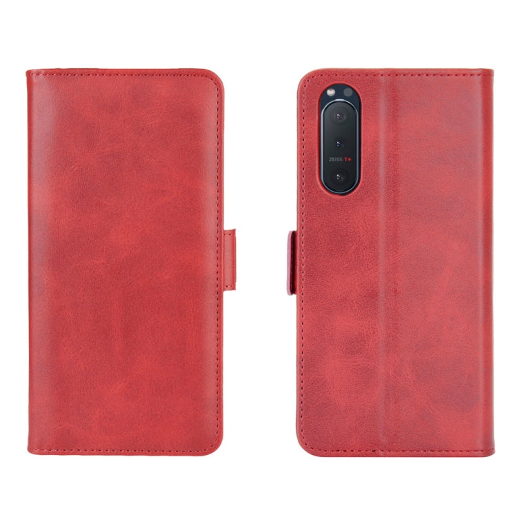 For Sony Xperia 5 II leather case with dual-side magnetic buckle, showcasing its stylish design and functional features.