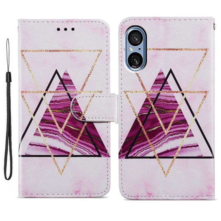 Stylish painted pattern horizontal flip leather phone case for Sony Xperia 5 V, showcasing its durable design and wallet functionality.