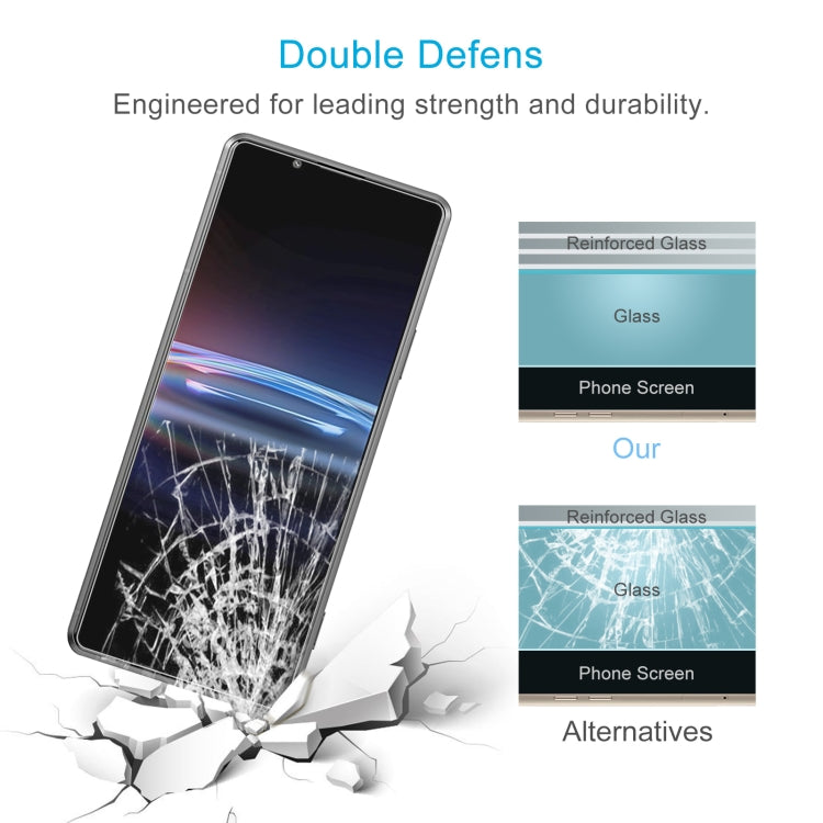 10 PCS 0.26mm 9H 2.5D Tempered Glass Film for Sony Xperia Pro-I, showcasing its sleek design and protective features.