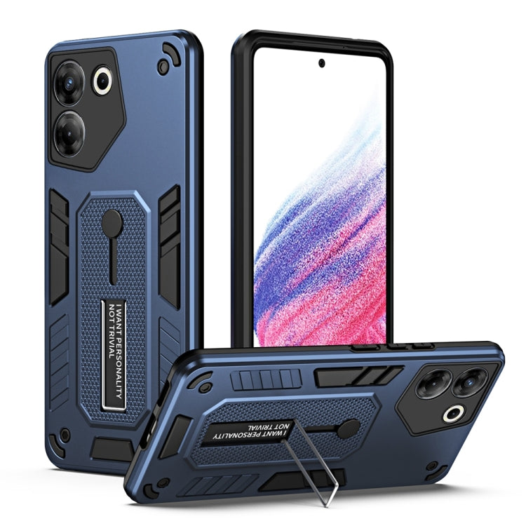 For Tecno Camon 20 Pro 5G Brave Armor case with finger loop holder and kickstand, showcasing its dual protection design.