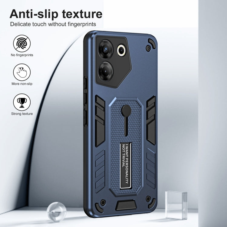 For Tecno Camon 20 Pro 5G Brave Armor case with finger loop holder and kickstand, showcasing its dual protection design.