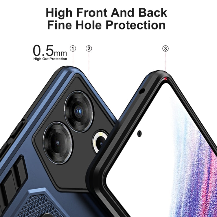 For Tecno Camon 20 Pro 5G Brave Armor case with finger loop holder and kickstand, showcasing its dual protection design.