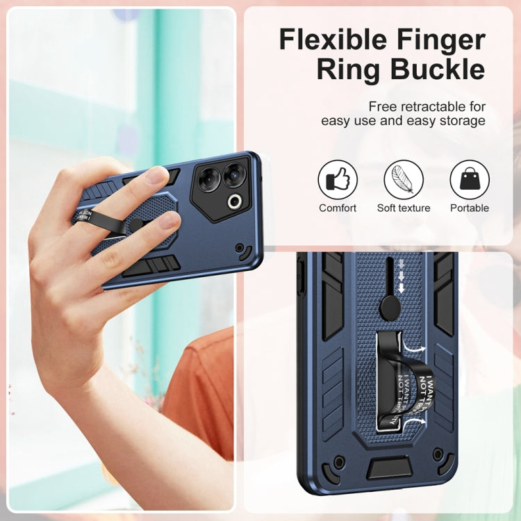 For Tecno Camon 20 Pro 5G Brave Armor case with finger loop holder and kickstand, showcasing its dual protection design.