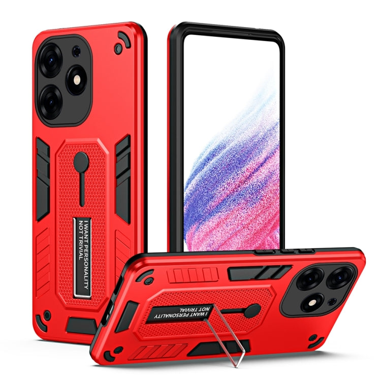 For Tecno Spark 10 Pro Brave Armor case with finger loop holder and kickstand, showcasing its dual protection design.