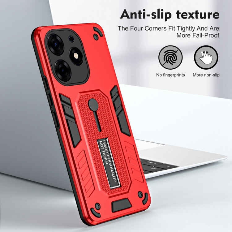 For Tecno Spark 10 Pro Brave Armor case with finger loop holder and kickstand, showcasing its dual protection design.