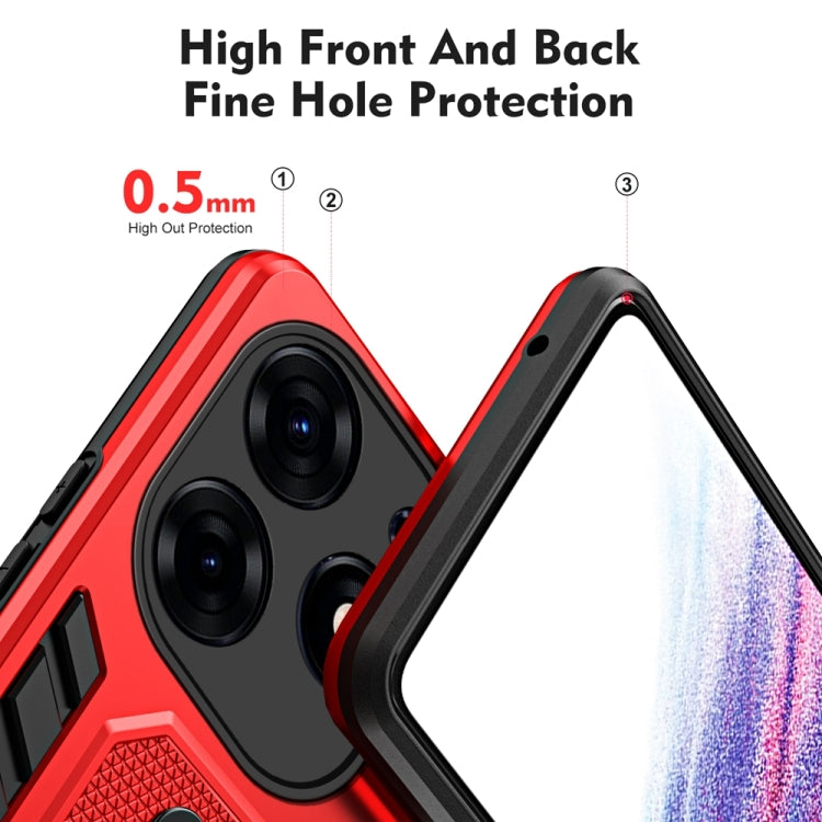 For Tecno Spark 10 Pro Brave Armor case with finger loop holder and kickstand, showcasing its dual protection design.