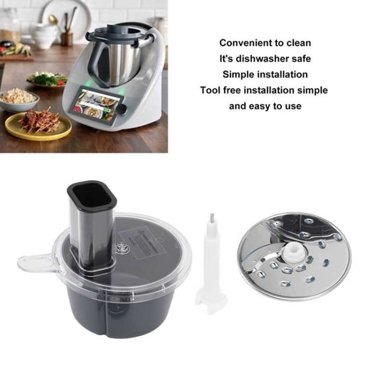 For Thermomix TM6 TM5 Cutter Container Cutter Kit including container, top cover, push rod, cutting disc, and rocker, showcasing high-quality materials.