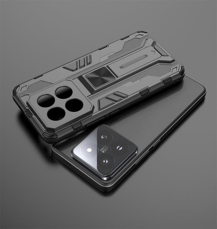 Grey hybrid TPU and PC phone case for Xiaomi 14 Pro, showcasing its stylish design and precise cut-outs.