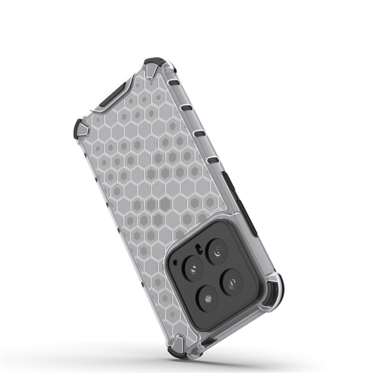 Black Shockproof Honeycomb Phone Case for Xiaomi 14, showcasing its stylish design and durable material.