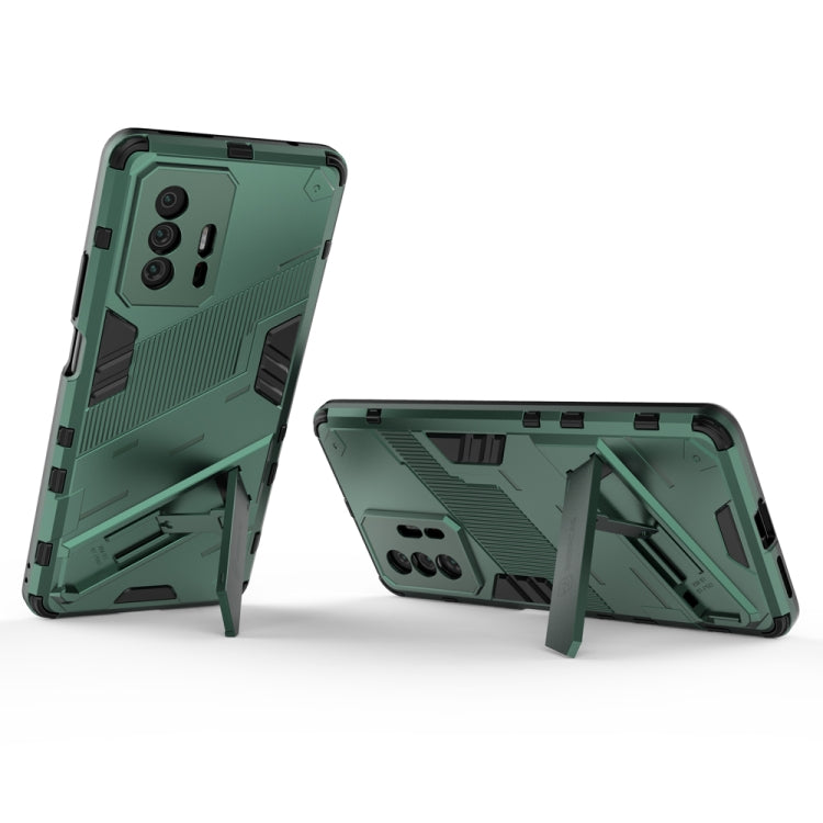 Xiaomi Mi 11T/11T Pro Punk Armor 2 in 1 case showcasing its durable PC and TPU materials with an invisible holder feature.