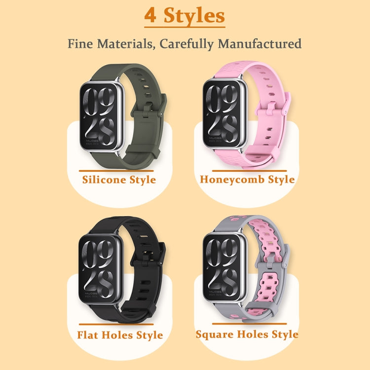 Mijobs Silicone Breathable Watch Strap for Xiaomi Mi Band 8 Pro in various colors, showcasing its breathable design and adjustable features.