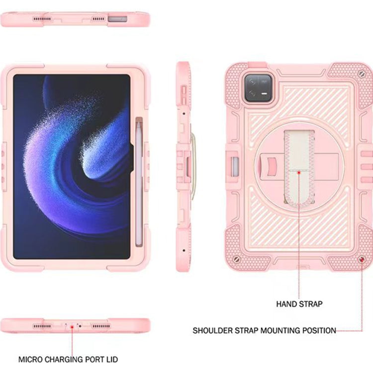 360 Degree Rotation PC Contrast Silicone Tablet Case for Xiaomi Pad 6, showcasing its durable design and protective features.