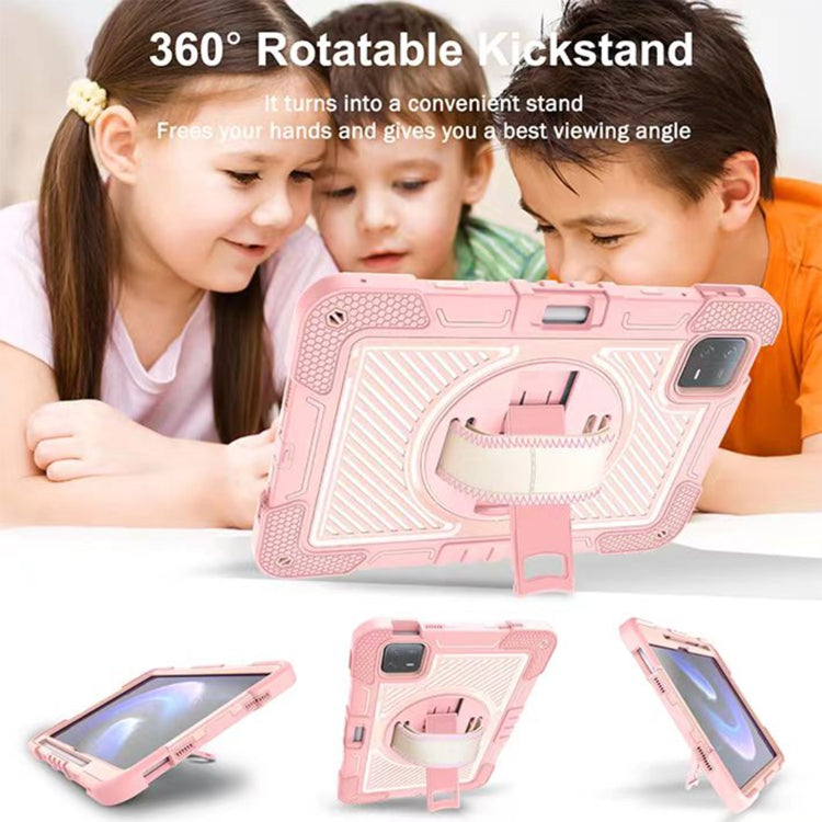 360 Degree Rotation PC Contrast Silicone Tablet Case for Xiaomi Pad 6, showcasing its durable design and protective features.