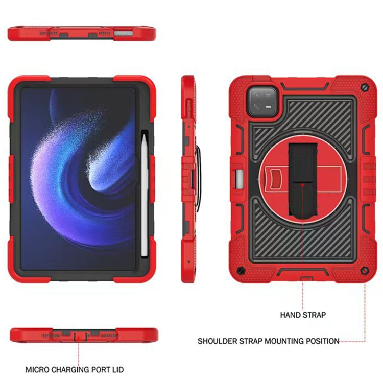 360-degree rotation silicone tablet case for Xiaomi Pad 6, showcasing its durable design and protective features.