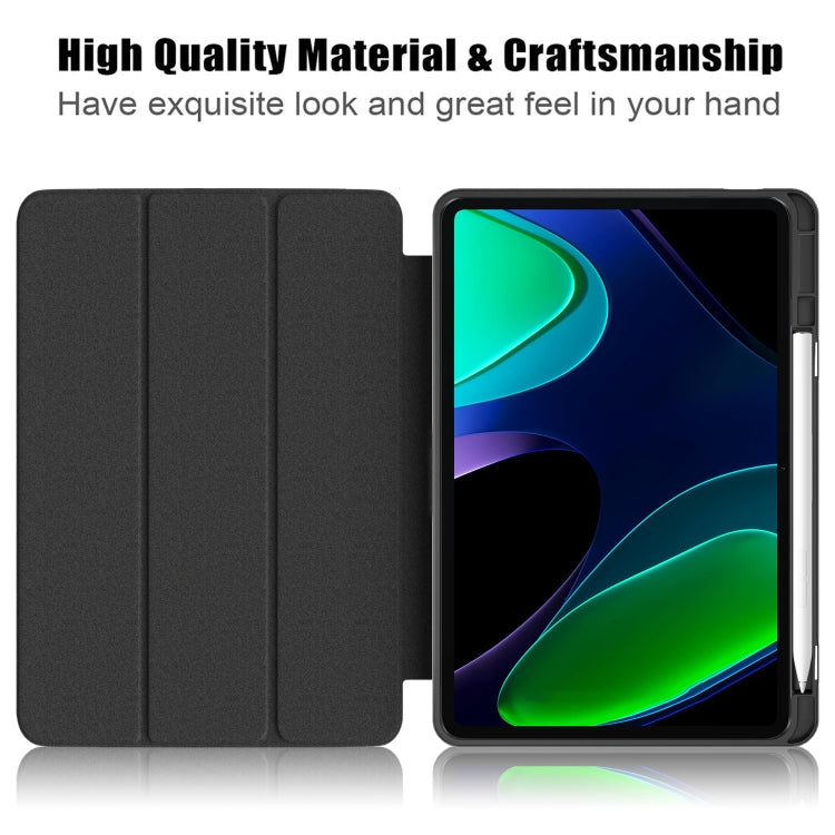 Acrylic 3-Fold Painted Smart Leather Case for Xiaomi Pad 6 and 6 Pro, showcasing its stylish design and tri-fold functionality.