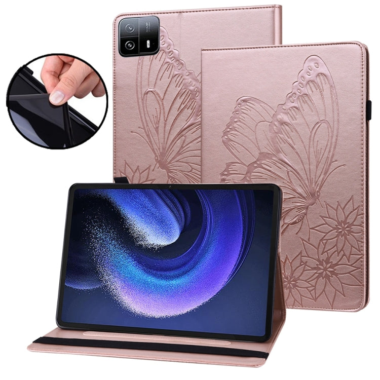 Big Butterfly Embossed Leather Tablet case for Xiaomi Pad 6 Max 14, showcasing its stylish design and practical features.