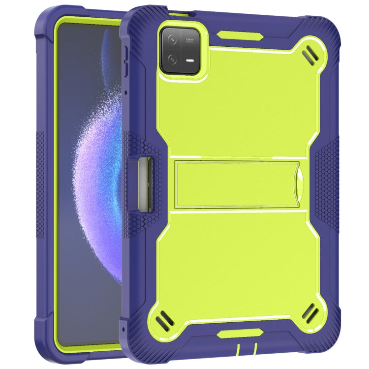 Shockproof Silicone Hybrid PC Tablet Case for Xiaomi Pad 6, featuring a durable design with a built-in kickstand.