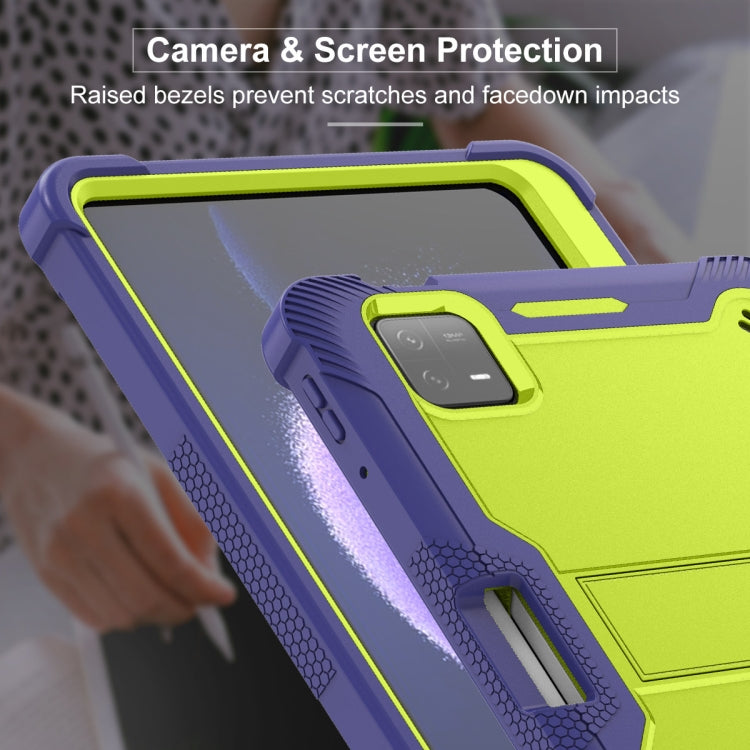 Shockproof Silicone Hybrid PC Tablet Case for Xiaomi Pad 6, featuring a durable design with a built-in kickstand.