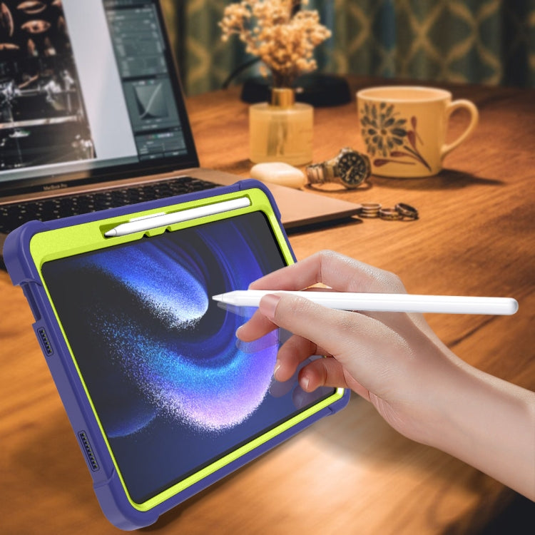 Shockproof Silicone Hybrid PC Tablet Case for Xiaomi Pad 6, featuring a durable design with a built-in kickstand.