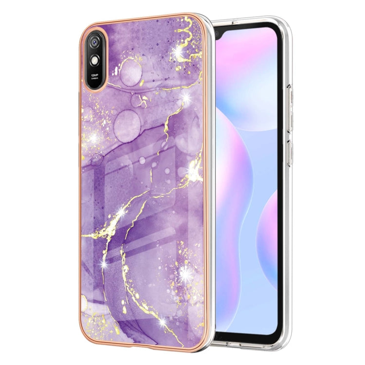 Xiaomi Redmi 9A Electroplating Marble Pattern Dual-side IMD TPU case showcasing vibrant marble design and protective features.