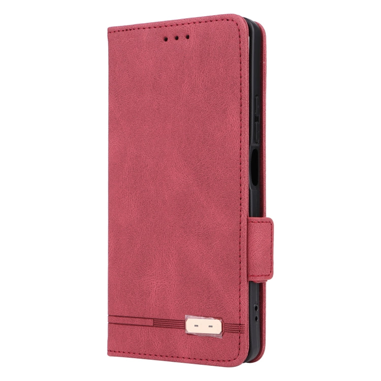 Red magnetic clasp leather phone case for Xiaomi Redmi Note 13 5G, showcasing its sleek design and functional features.