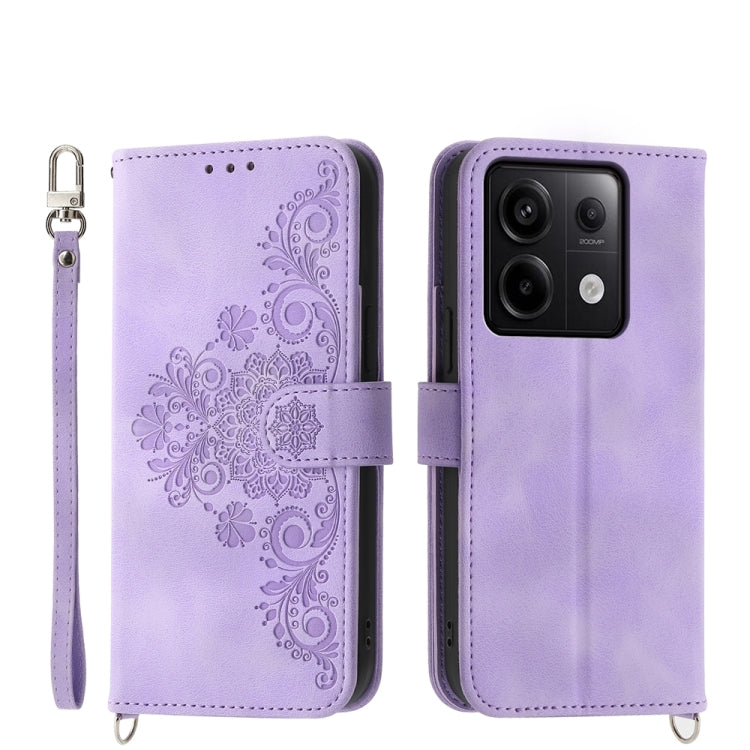 Xiaomi Redmi Note 13 Pro 5G wallet case featuring embossed flowers design, showcasing durability and functionality.