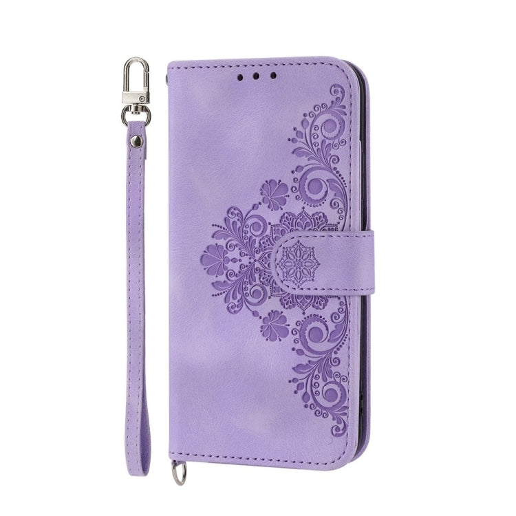 Xiaomi Redmi Note 13 Pro 5G wallet case featuring embossed flowers design, showcasing durability and functionality.