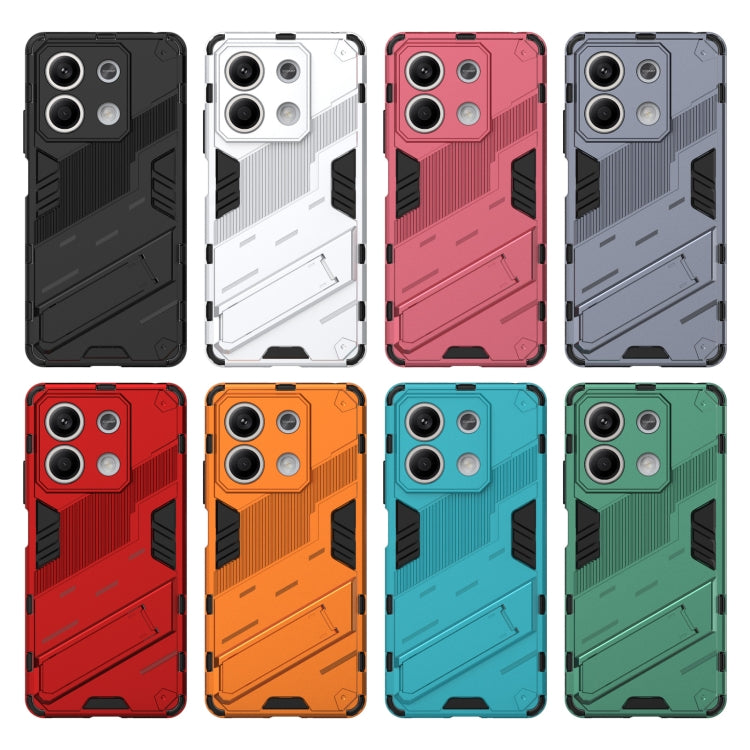 Red Punk Armor 2 in 1 PC + TPU Phone Case for Xiaomi Redmi Note 13, showcasing its durable design and precise cutouts.