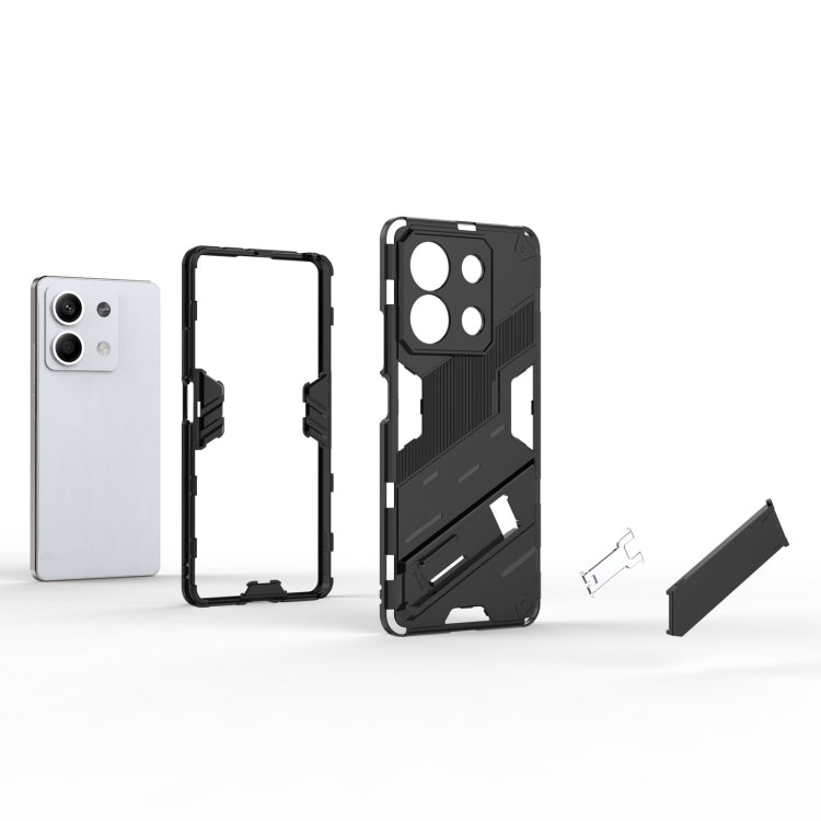 Green Xiaomi Redmi Note 13 Punk Armor 2 in 1 PC + TPU Phone Case showcasing its durable design and precise cutouts.