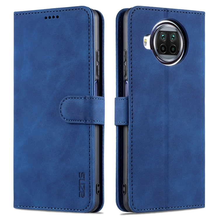 AZNS Skin Feel Calf Texture Horizontal case for Xiaomi Redmi Note 9 Pro 5G, showcasing its elegant design and functional features.