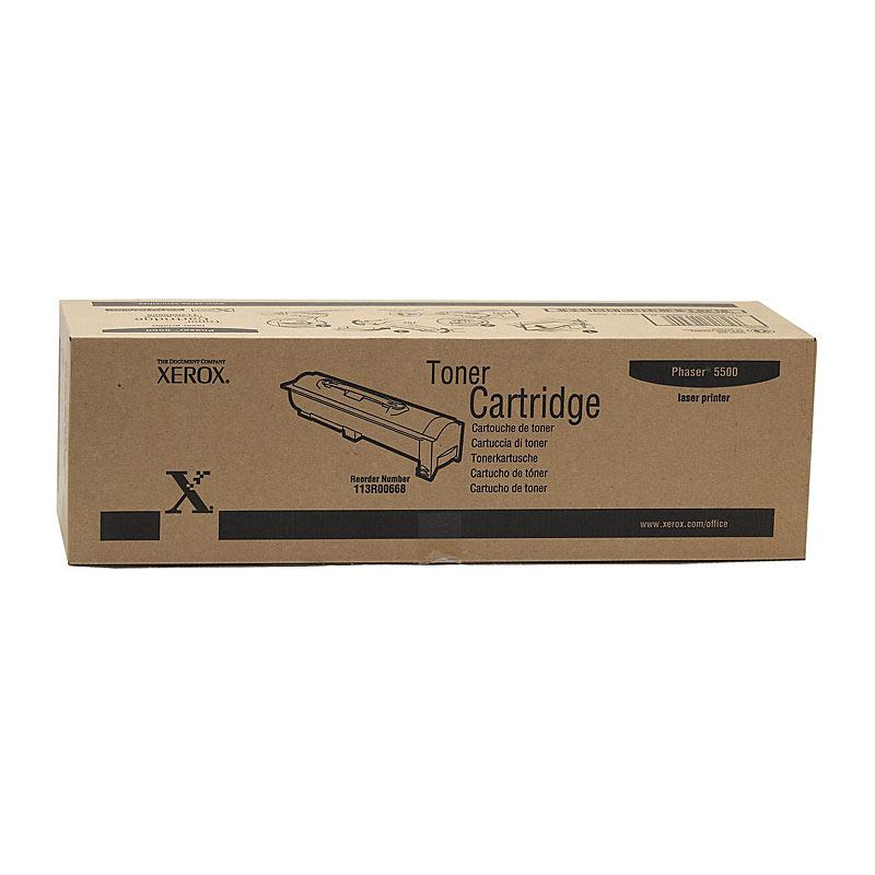 FUJI XEROX Phaser 113R00668 Black Toner cartridge, designed for high-volume printing with a yield of 30,000 pages.