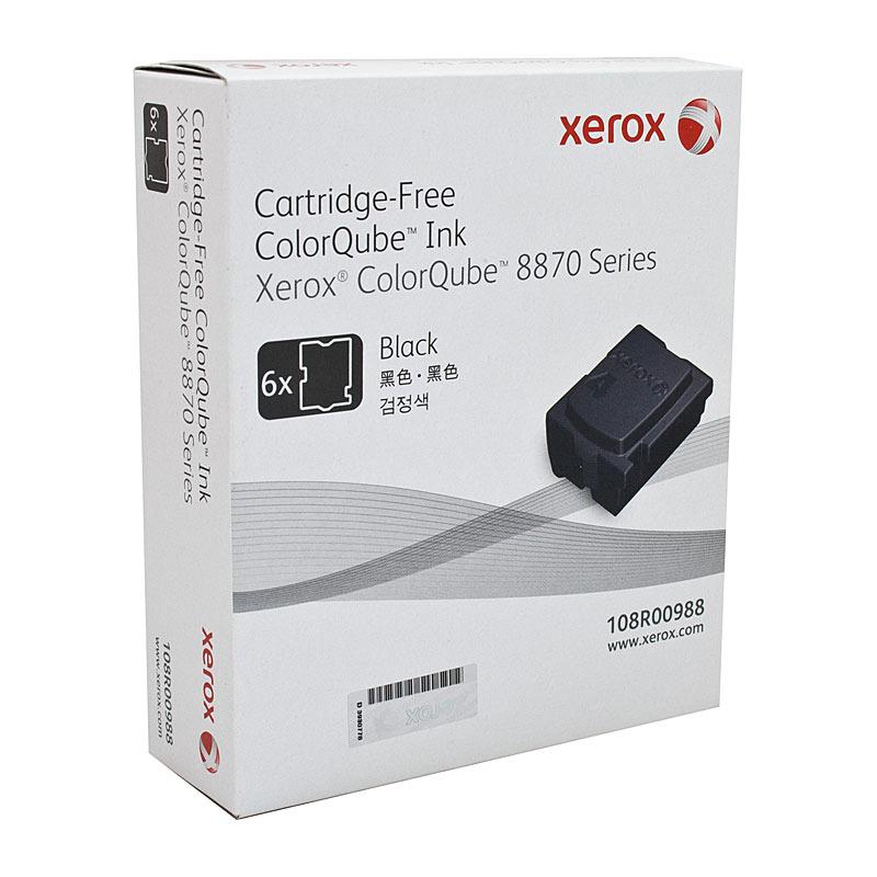 FUJI XEROX Xerox 108R00988 Black Ink toner cartridge pack, featuring six cartridges designed for high-volume printing.