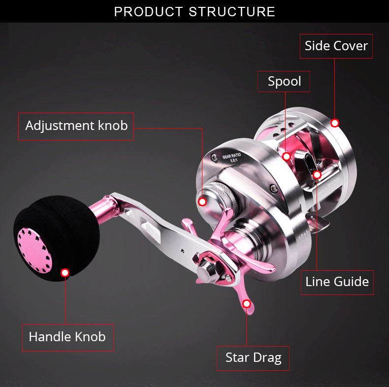 Full metal jigging reel with 10+1BB, designed for sea fishing, featuring a 6.8:1 gear ratio and 12kg max drag power.