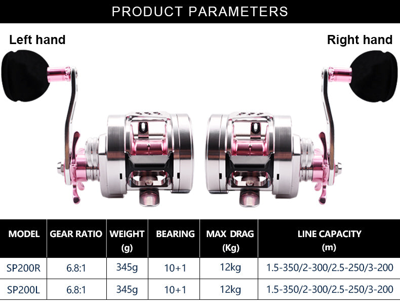 Full metal jigging reel with 10+1BB, designed for sea fishing, featuring a 6.8:1 gear ratio and 12kg max drag power.