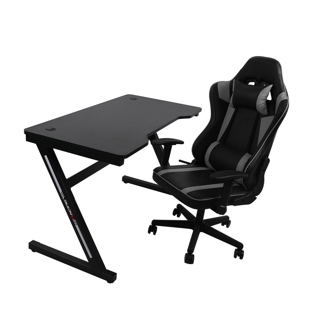 Gaming Chair Desk Computer Gear Set featuring ergonomic design, Z-shaped legs, and PU leather upholstery for ultimate comfort and style.