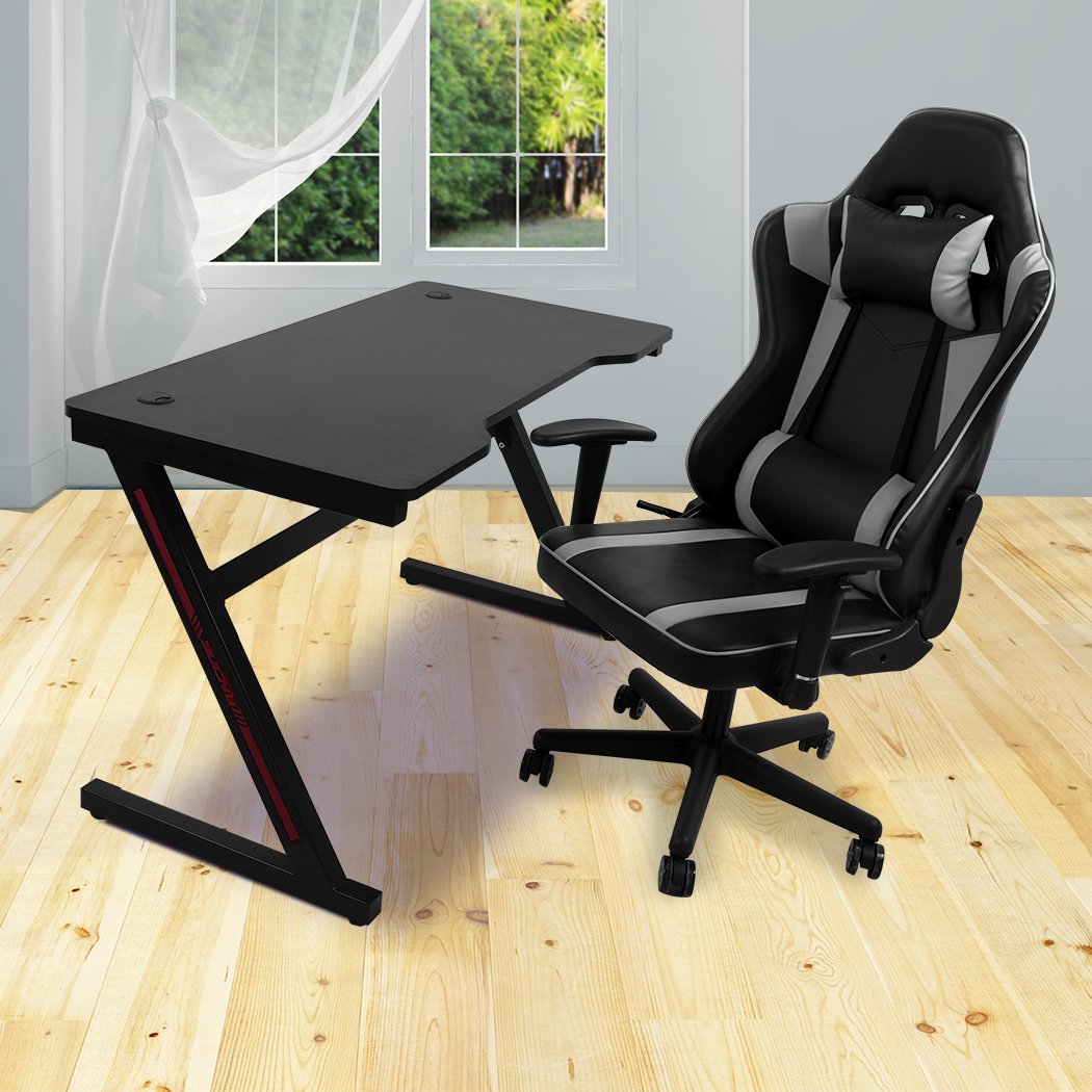 Gaming Chair Desk Computer Gear Set featuring ergonomic design, Z-shaped legs, and PU leather upholstery for ultimate comfort and style.