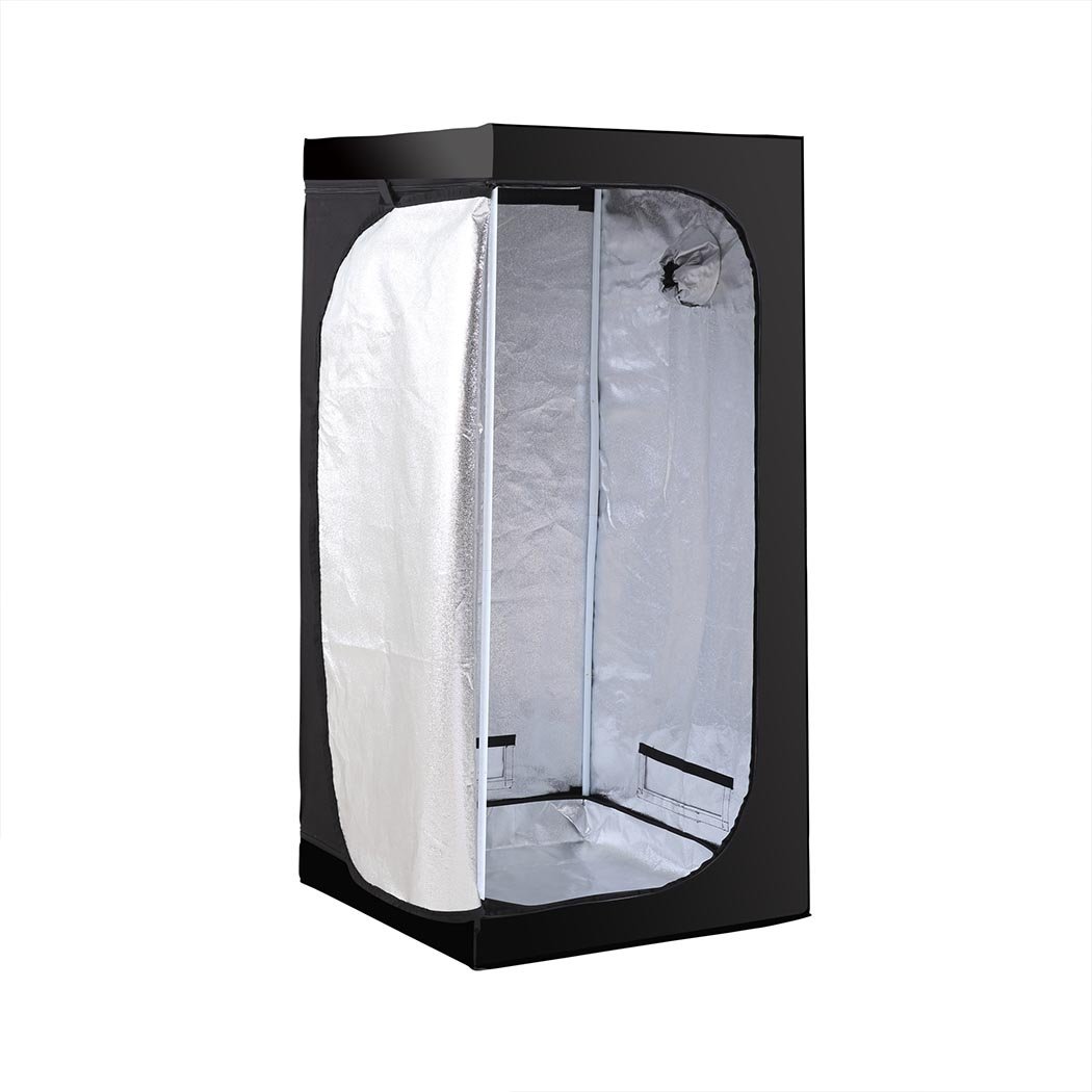 Garden Hydroponics Grow Room Tent made of reflective aluminum and durable 600D Oxford cloth, featuring zippered doors and spacious interior.