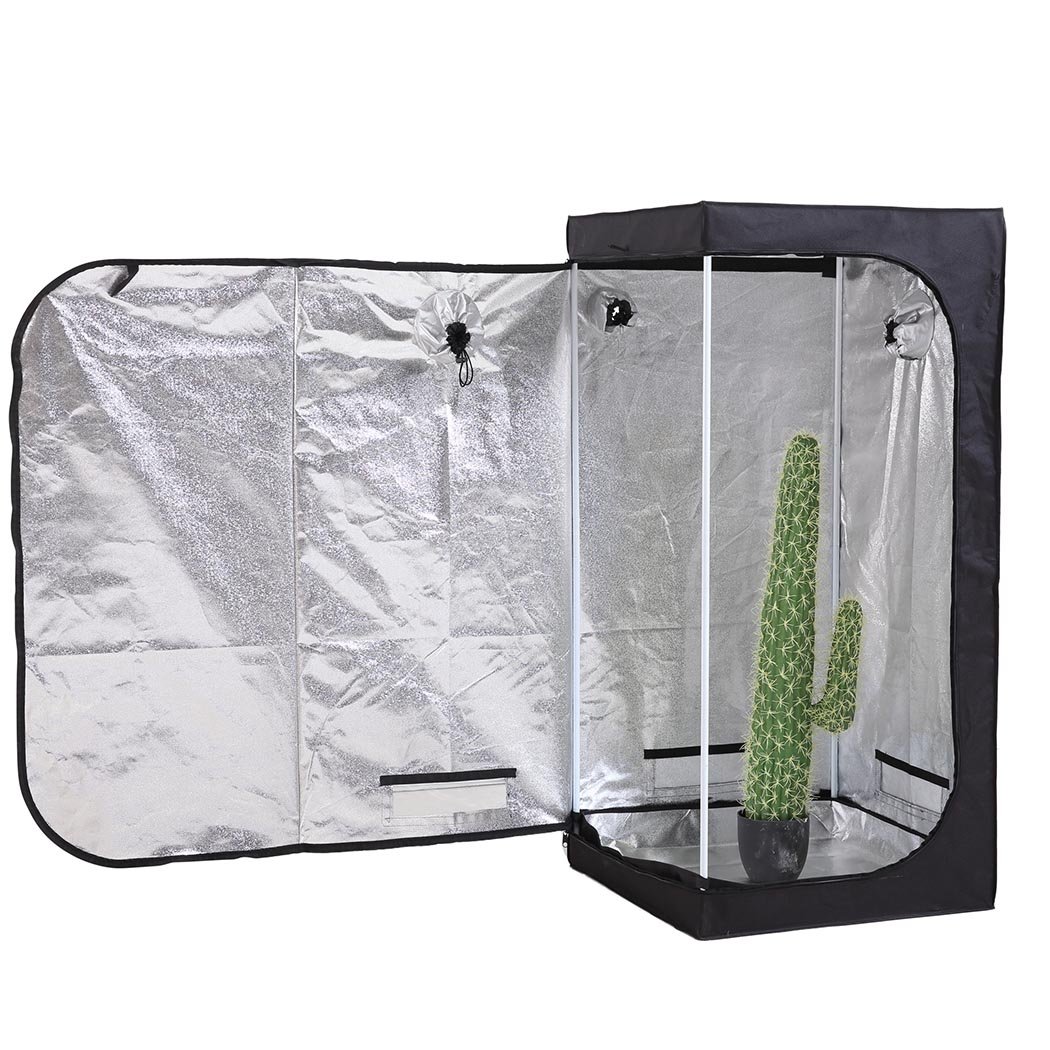 Garden Hydroponics Grow Room Tent made of reflective aluminum and durable 600D Oxford cloth, featuring zippered doors and spacious interior.