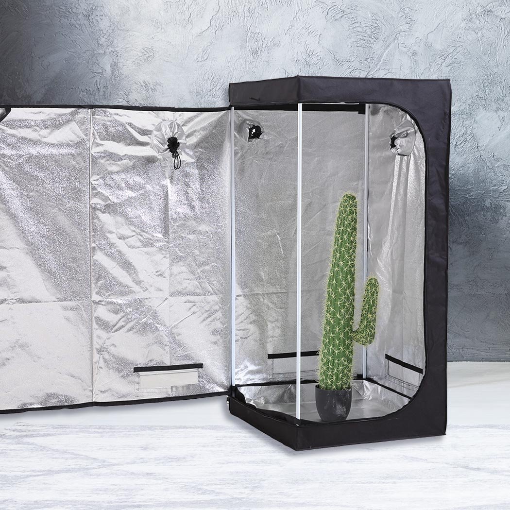 Garden Hydroponics Grow Room Tent made of reflective aluminum and durable 600D Oxford cloth, featuring zippered doors and spacious interior.