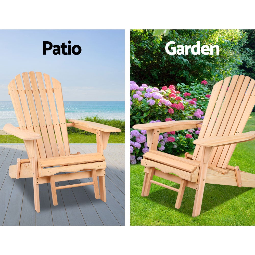 Gardeon Outdoor Furniture Sun Lounge Chairs in classic Adirondack style, featuring eco-friendly paint and sturdy hemlock wood construction.