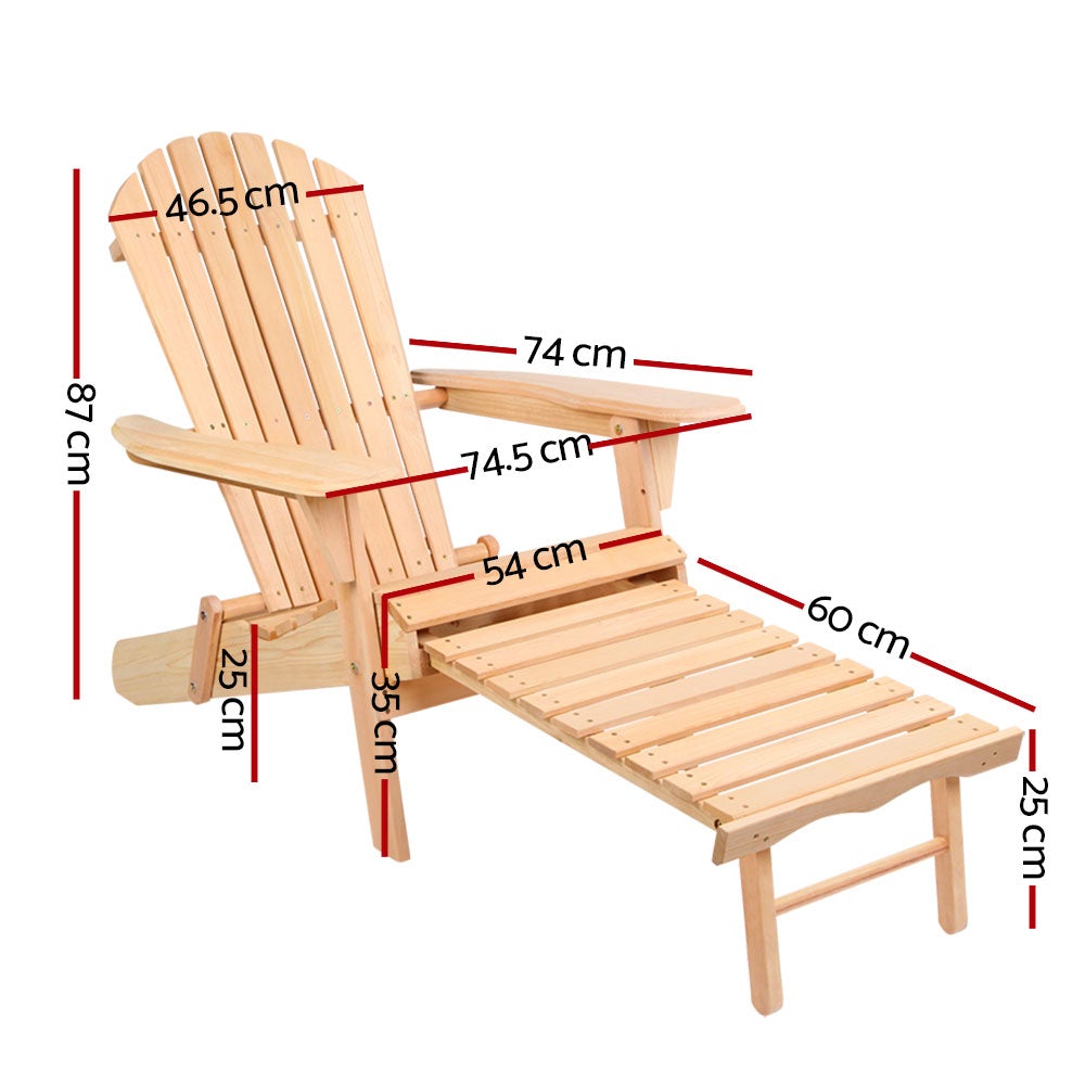 Gardeon Outdoor Furniture Sun Lounge Chairs in classic Adirondack style, featuring eco-friendly paint and sturdy hemlock wood construction.