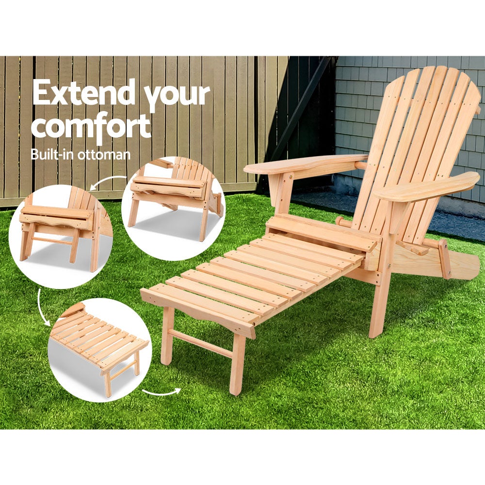 Gardeon Outdoor Furniture Sun Lounge Chairs in classic Adirondack style, featuring eco-friendly paint and sturdy hemlock wood construction.