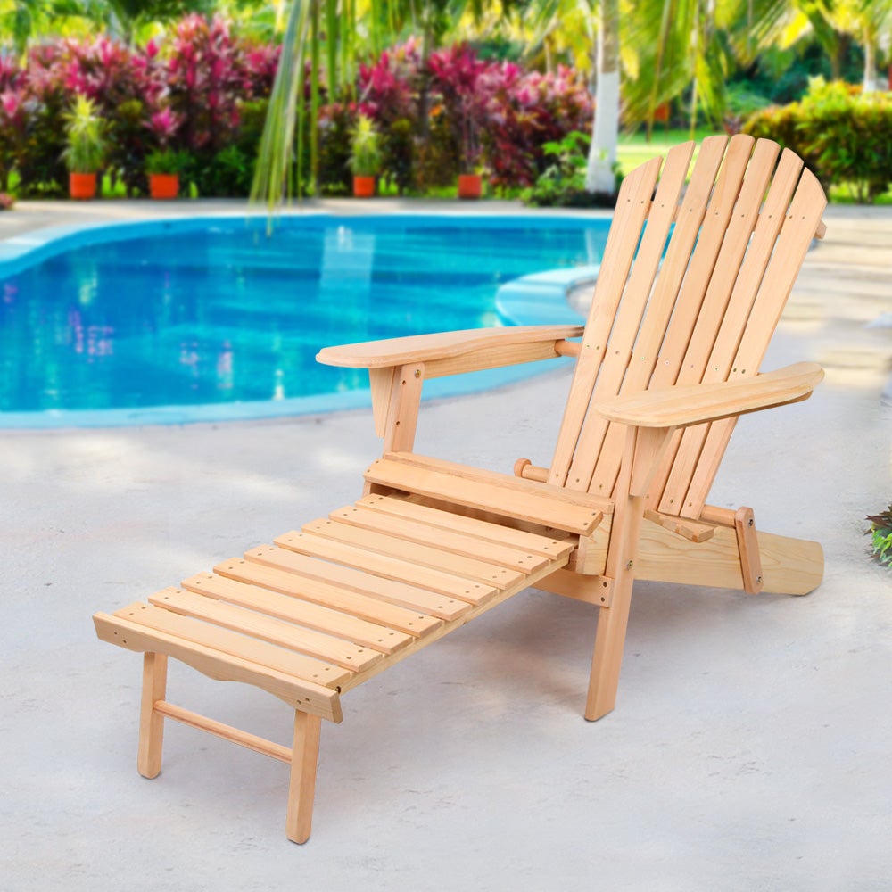 Gardeon Outdoor Furniture Sun Lounge Chairs in classic Adirondack style, featuring eco-friendly paint and sturdy hemlock wood construction.